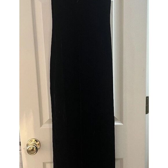 Anne Klein Black Velvet Halter Sheath Maxi Dress Evening Gown - Picture 6 of 6